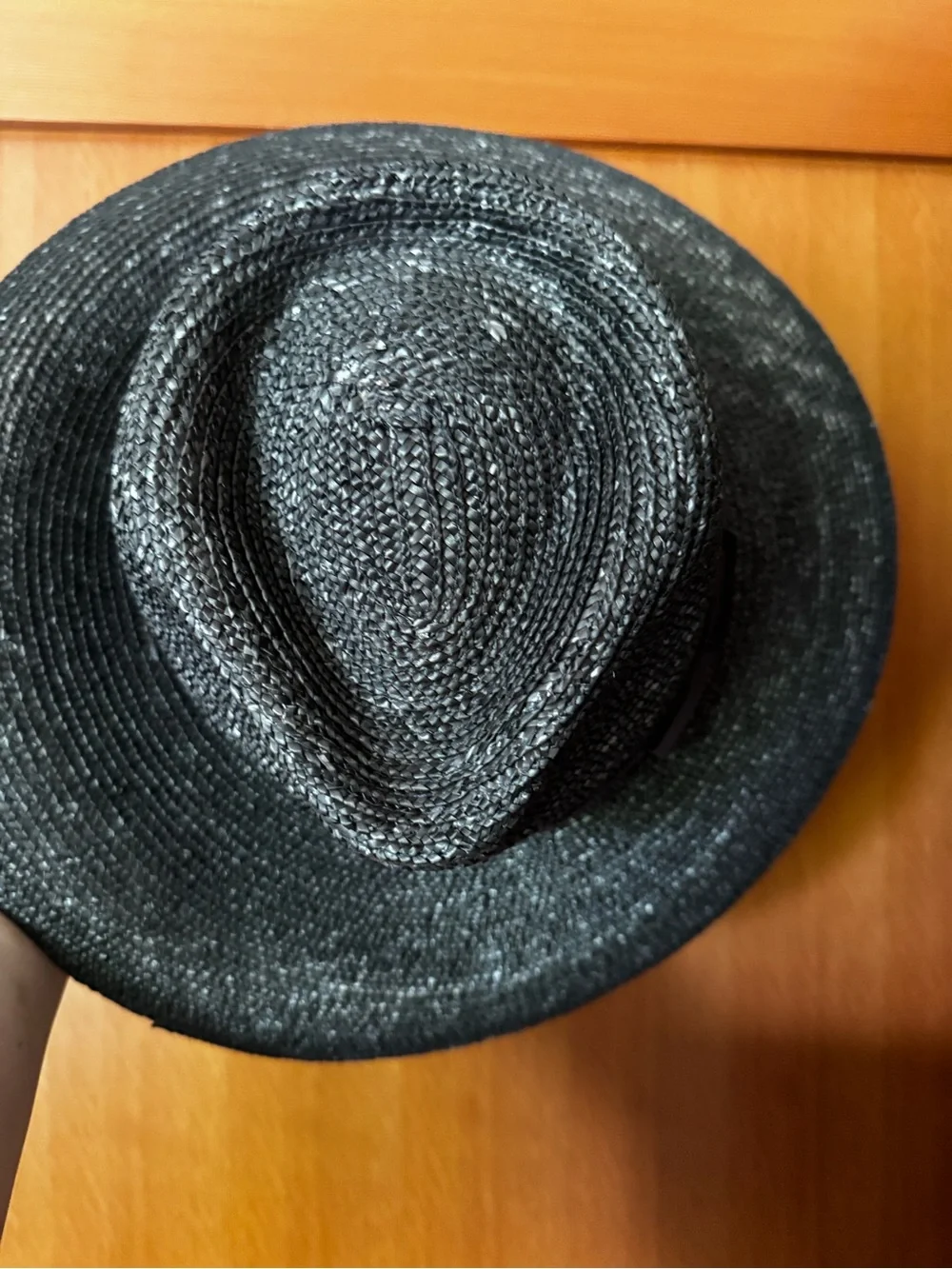 Brixton Charcoal Wide-Brim Straw Fedora with Ribbon Band